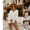 Women’s Elegant V-Neck Blouse – Chic Long Sleeve Casual Shirt